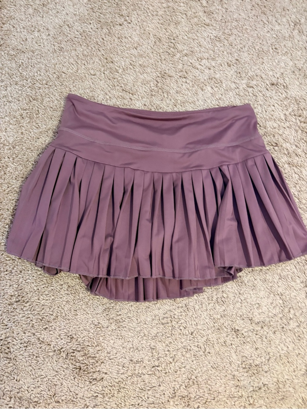 High-Waist Pleated Skater Skirt - Mauve